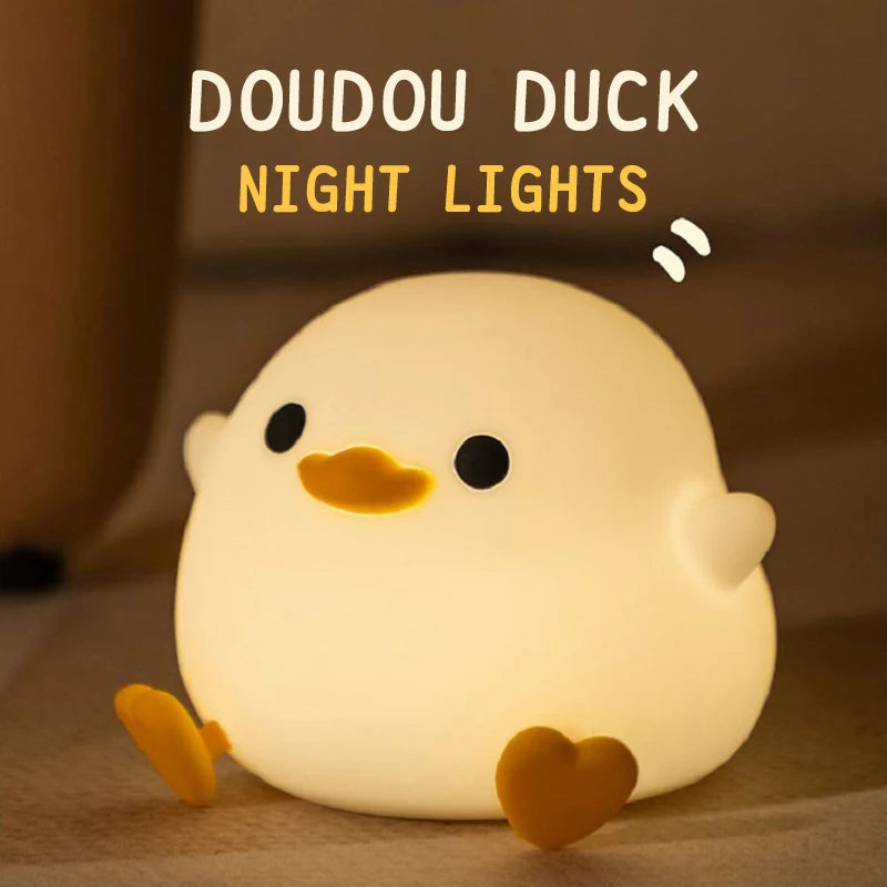 Duck Night Light – Soft Eye-Care LED Lamp for Kids, USB Rechargeable with Timer & Clap Control