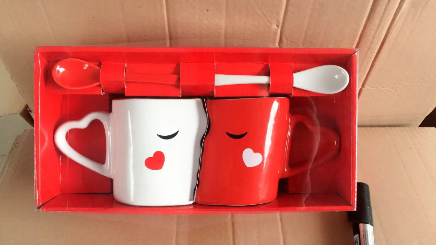 2-Piece Couple’s Ceramic Mug Set – Coffee & Tea Cups