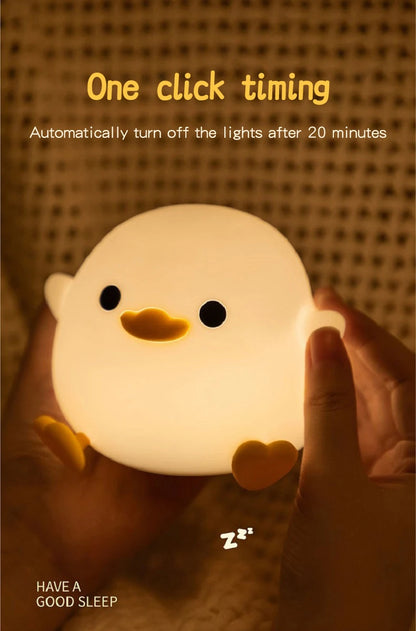 Duck Night Light – Soft Eye-Care LED Lamp for Kids, USB Rechargeable with Timer & Clap Control