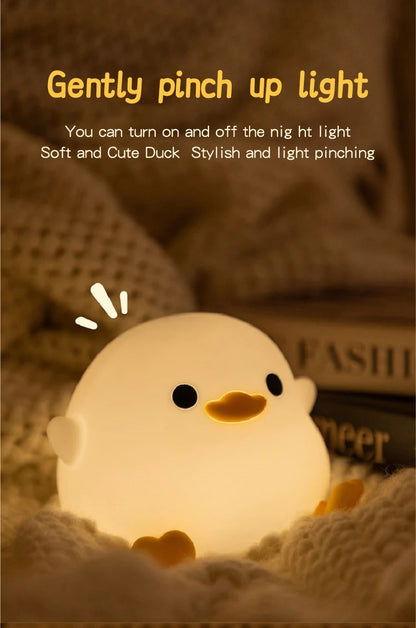 Duck Night Light – Soft Eye-Care LED Lamp for Kids, USB Rechargeable with Timer & Clap Control