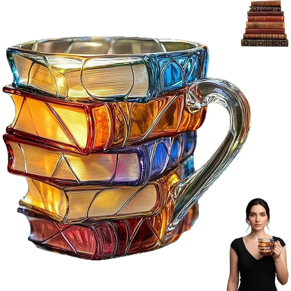3D Book Mug – Glass Coffee & Tea Cup for Book Lovers