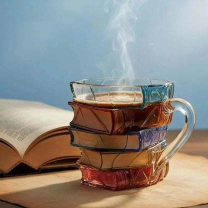3D Book Mug – Glass Coffee & Tea Cup for Book Lovers