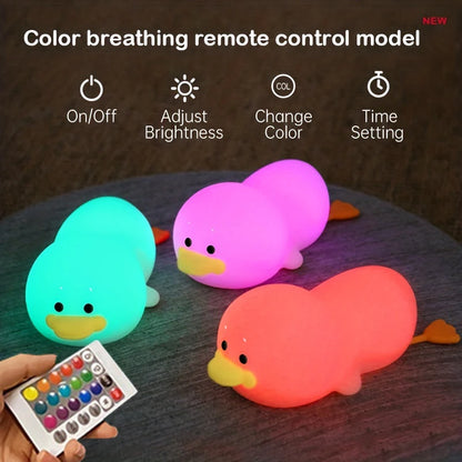 Duck Night Light – Soft Eye-Care LED Lamp for Kids, USB Rechargeable with Timer & Clap Control