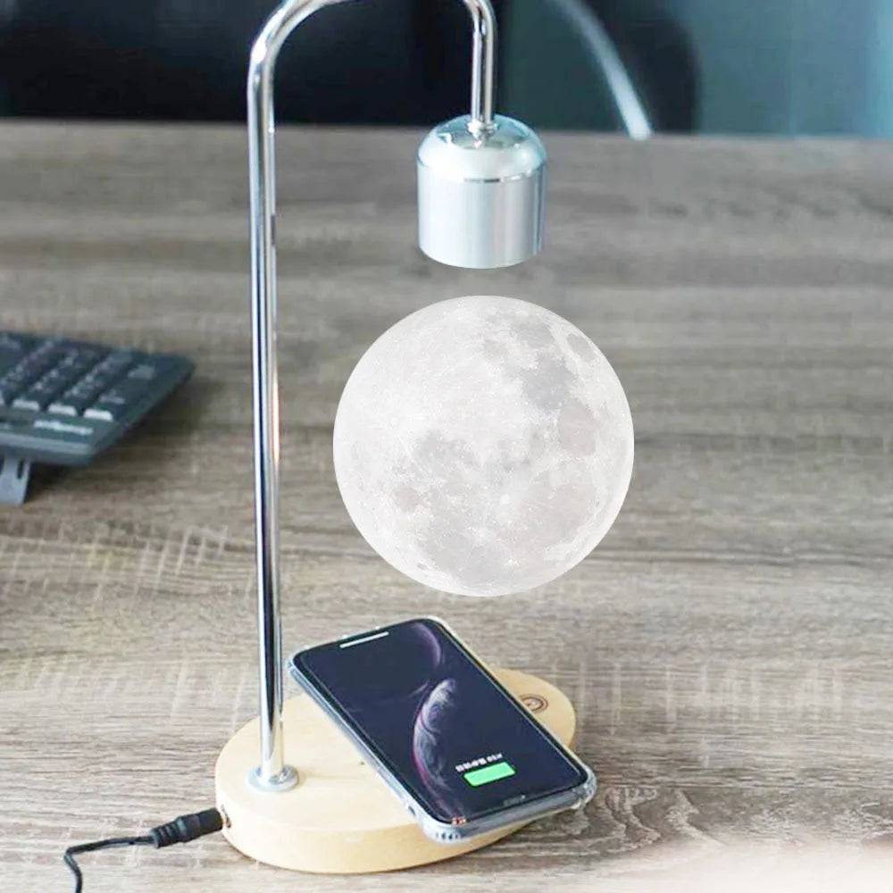 LunaFloat™ Levitating Moon Lamp with Wireless Charging