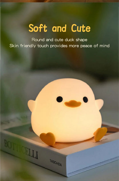 Duck Night Light – Soft Eye-Care LED Lamp for Kids, USB Rechargeable with Timer & Clap Control