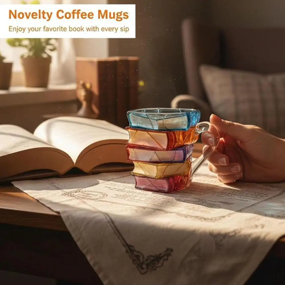 3D Book Mug – Glass Coffee & Tea Cup for Book Lovers