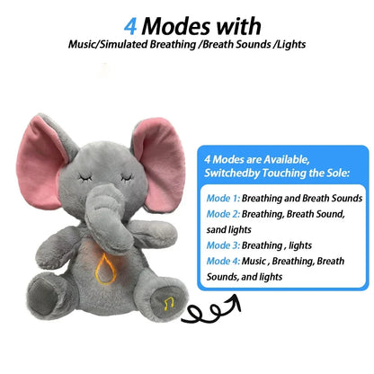 4-Mode Breathing Elephant/ Bunny Plush – Soothing Music & Light Sleep Companion