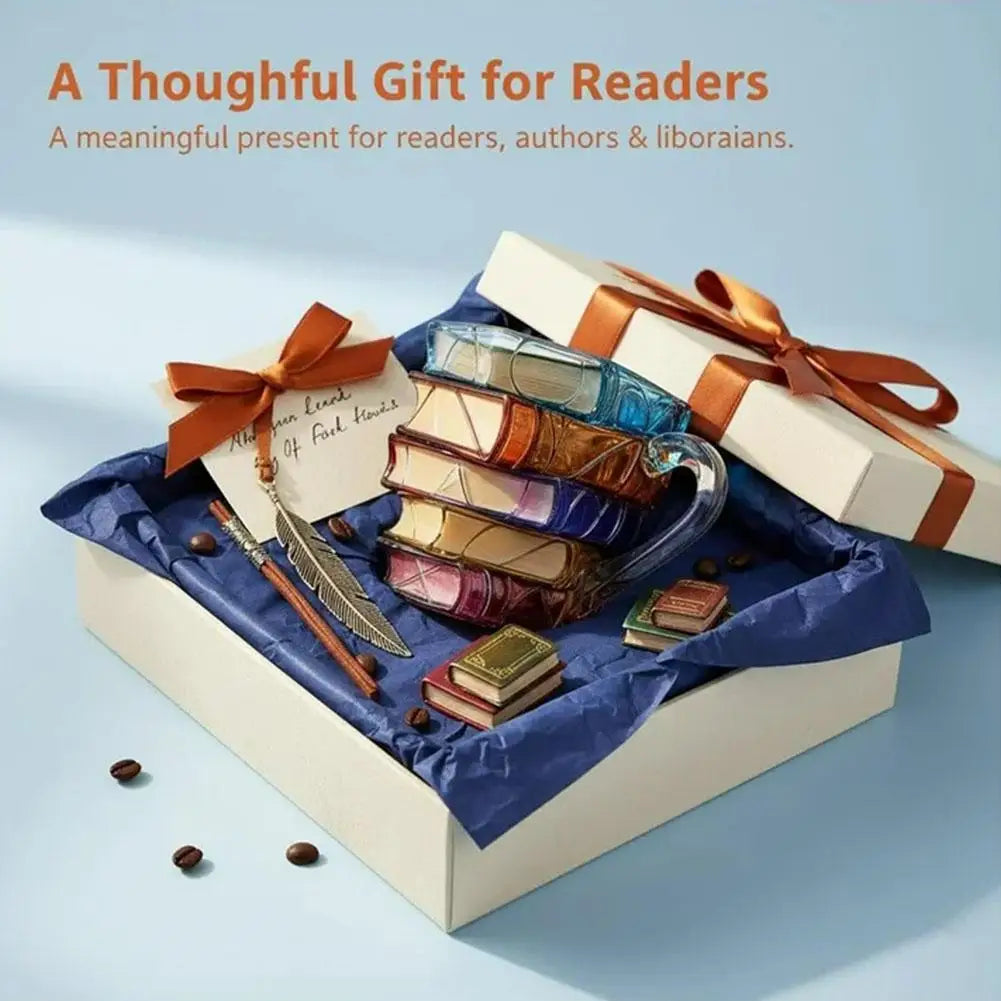 3D Book Mug – Glass Coffee & Tea Cup for Book Lovers
