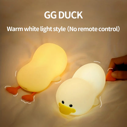 Duck Night Light – Soft Eye-Care LED Lamp for Kids, USB Rechargeable with Timer & Clap Control