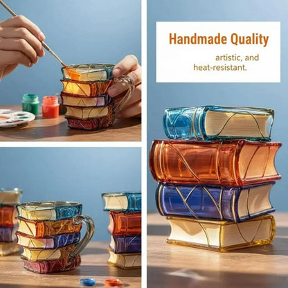 3D Book Mug – Glass Coffee & Tea Cup for Book Lovers
