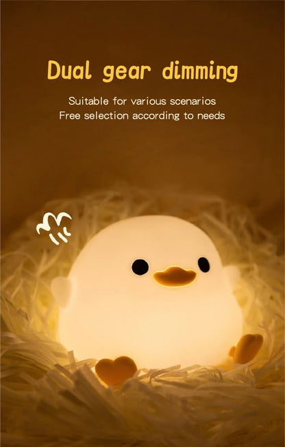 Duck Night Light – Soft Eye-Care LED Lamp for Kids, USB Rechargeable with Timer & Clap Control