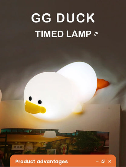 Duck Night Light – Soft Eye-Care LED Lamp for Kids, USB Rechargeable with Timer & Clap Control